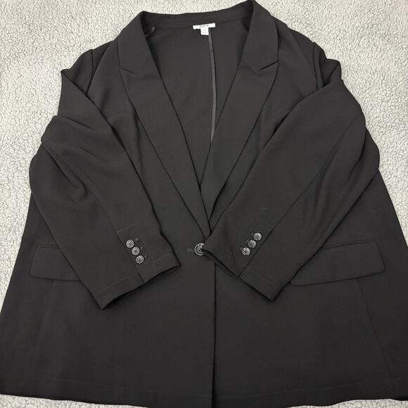 Bar III Women's Plus Size 3X Notched-Collar One-Button Blazer Jacket In Black - Picture 11 of 14